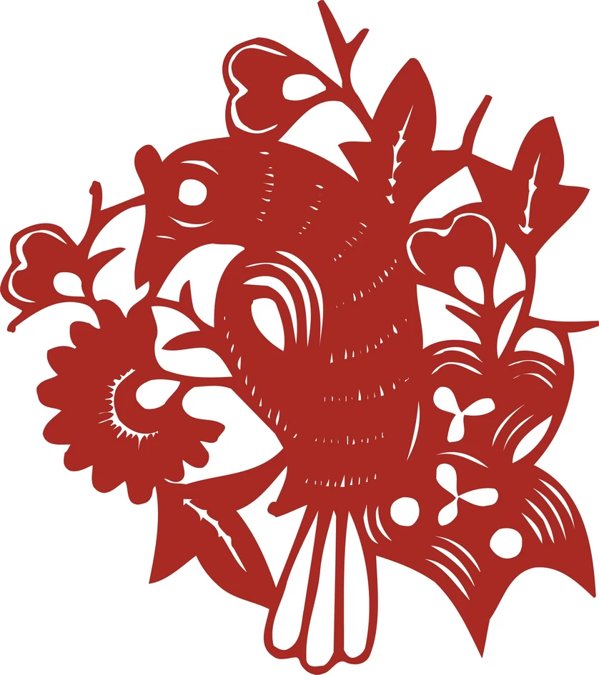 中国风中式传统喜庆民俗人物动物窗花剪纸插画边框AI矢量PNG素材【036】